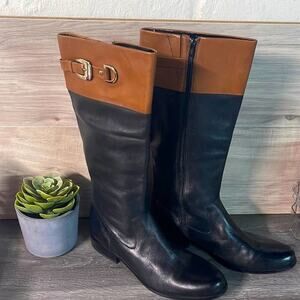 Ann Klein size 8 woman’s black/brown leather boots
